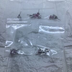 5 Pairs Stainless Steel Earrings Pink 4mm-7mm